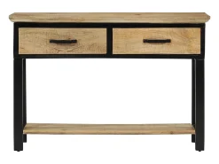 Outlet vidaxl Mesa consola 110x30x75 cm madeira de mangueira áspera maciça Natural claro