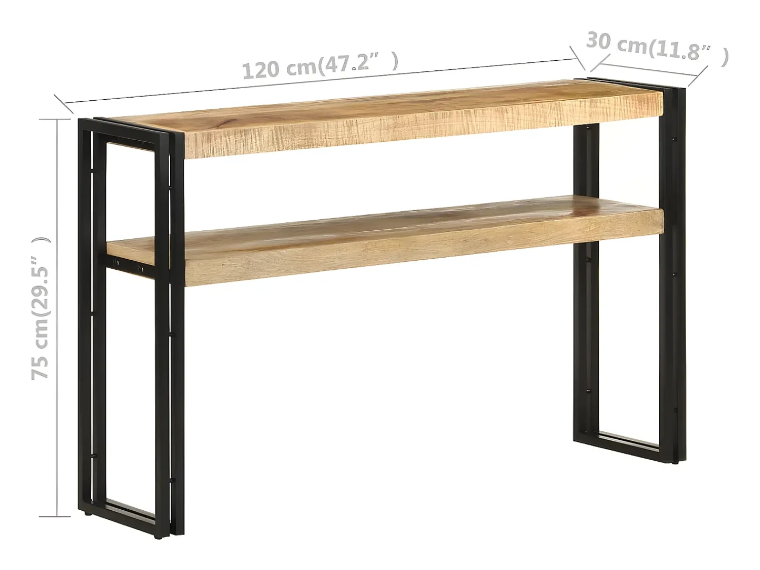 Mesa consola 120x30x75 cm madeira de mangueira áspera PT544017^ Consola