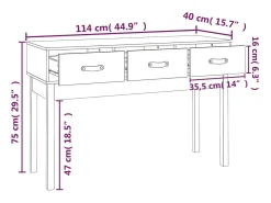vidaxl Mesa consola 114x40x75 cm madeira de pinho maciça^ Consola