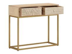Best Mesa consola 90x30x76 cm madeira de mangueira maciça e ferro PT865466 Castanho