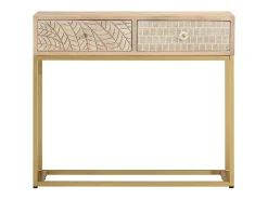 Best Mesa consola 90x30x76 cm madeira de mangueira maciça e ferro PT865466 Castanho