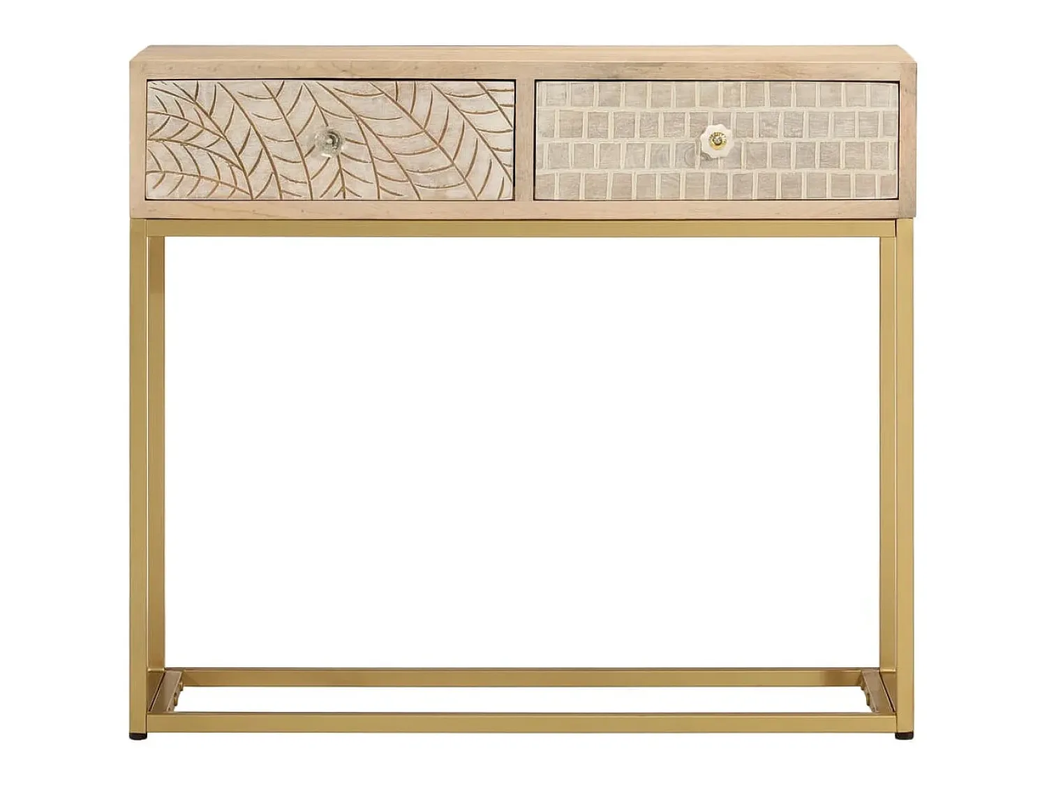 Best Mesa consola 90x30x76 cm madeira de mangueira maciça e ferro PT865466 Castanho