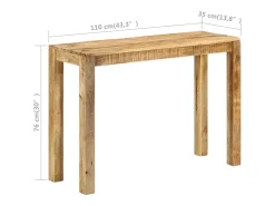 vidaxl Mesa consola 110x35x76 cm madeira de mangueira áspera^ Consola