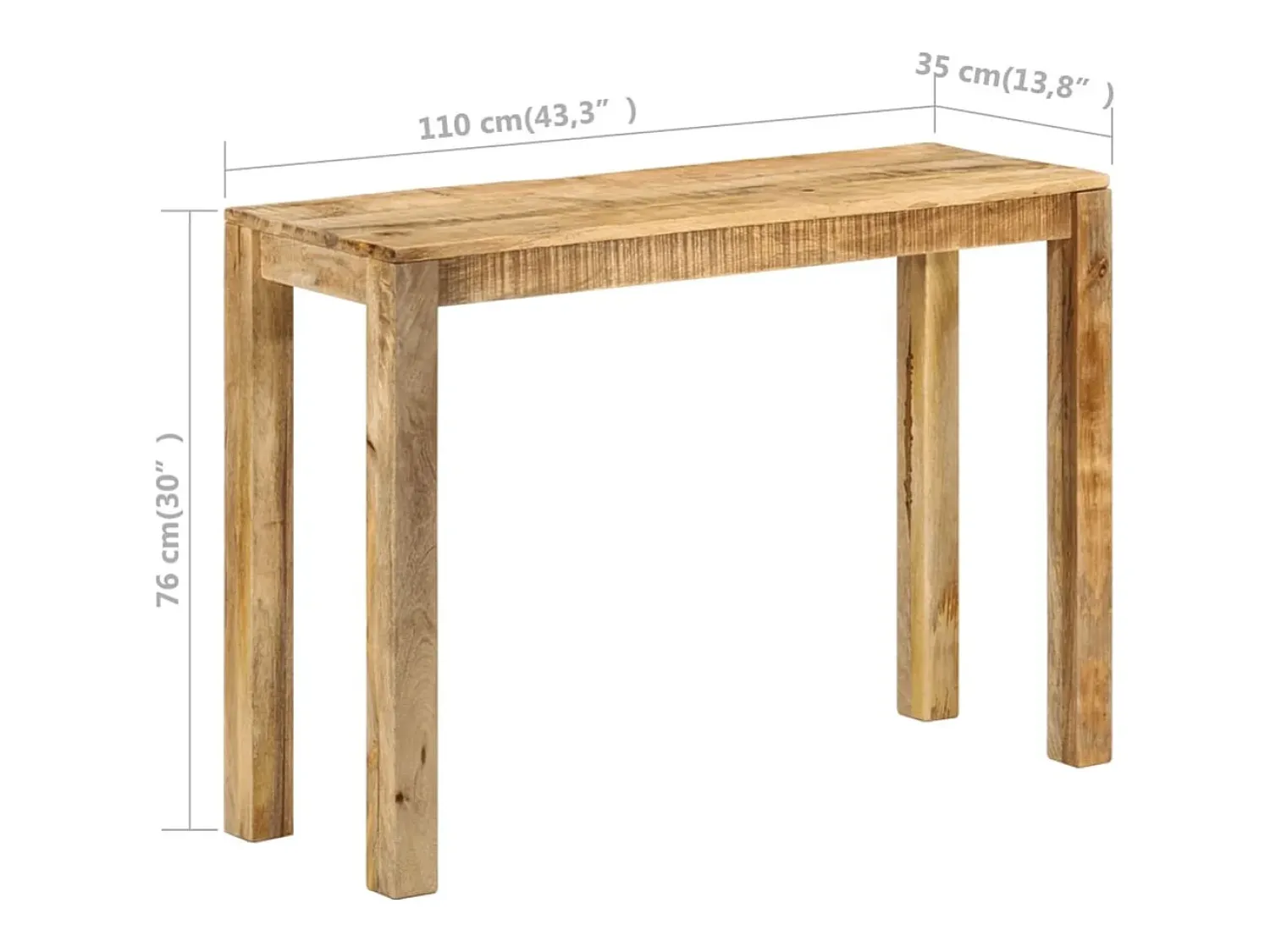 vidaxl Mesa consola 110x35x76 cm madeira de mangueira áspera^ Consola