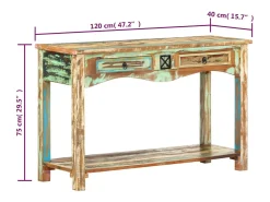 Sale vidaxl Mesa consola 120x40x75 cm madeira recuperada maciça Multicor