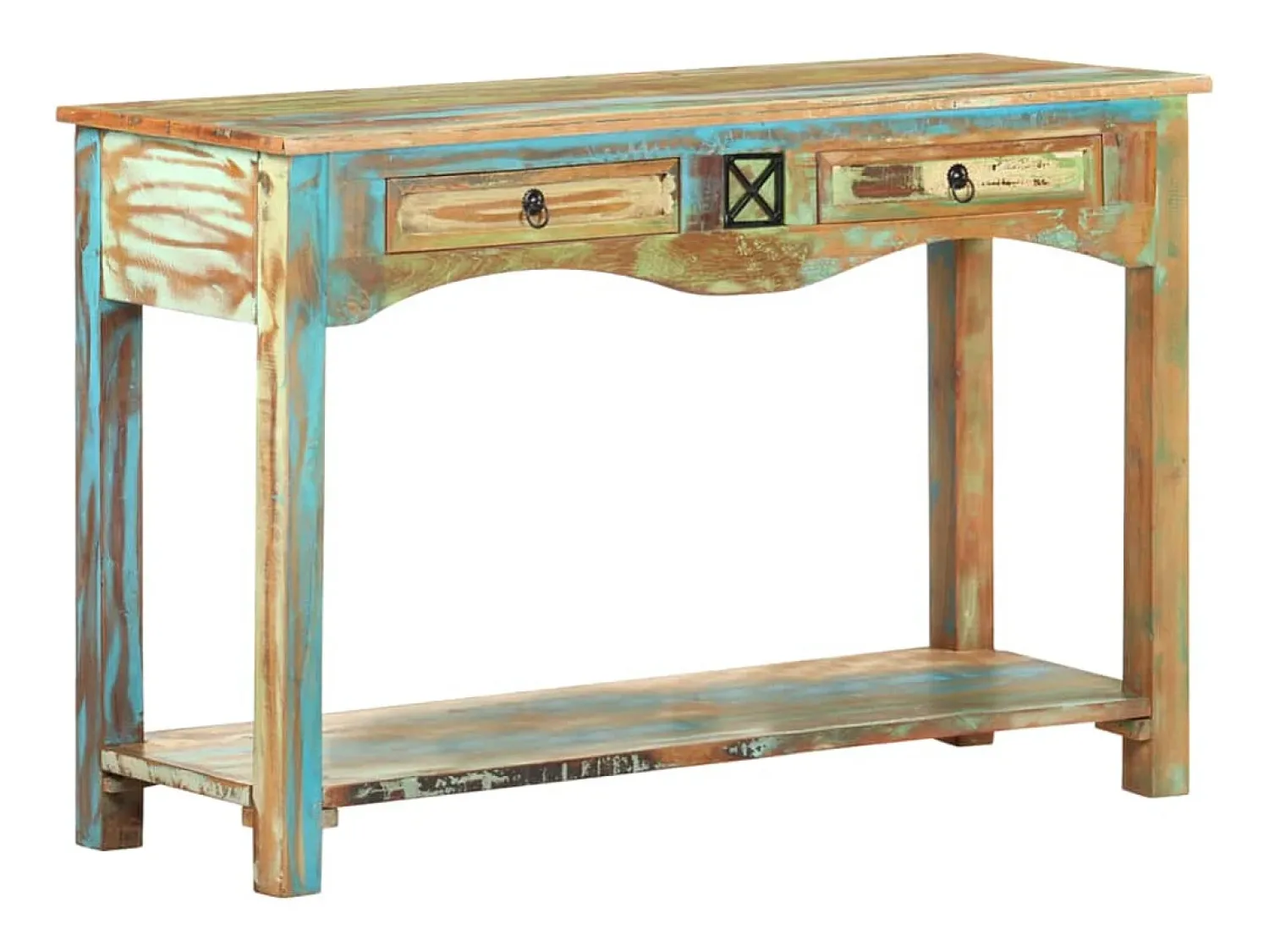 Sale vidaxl Mesa consola 120x40x75 cm madeira recuperada maciça Multicor