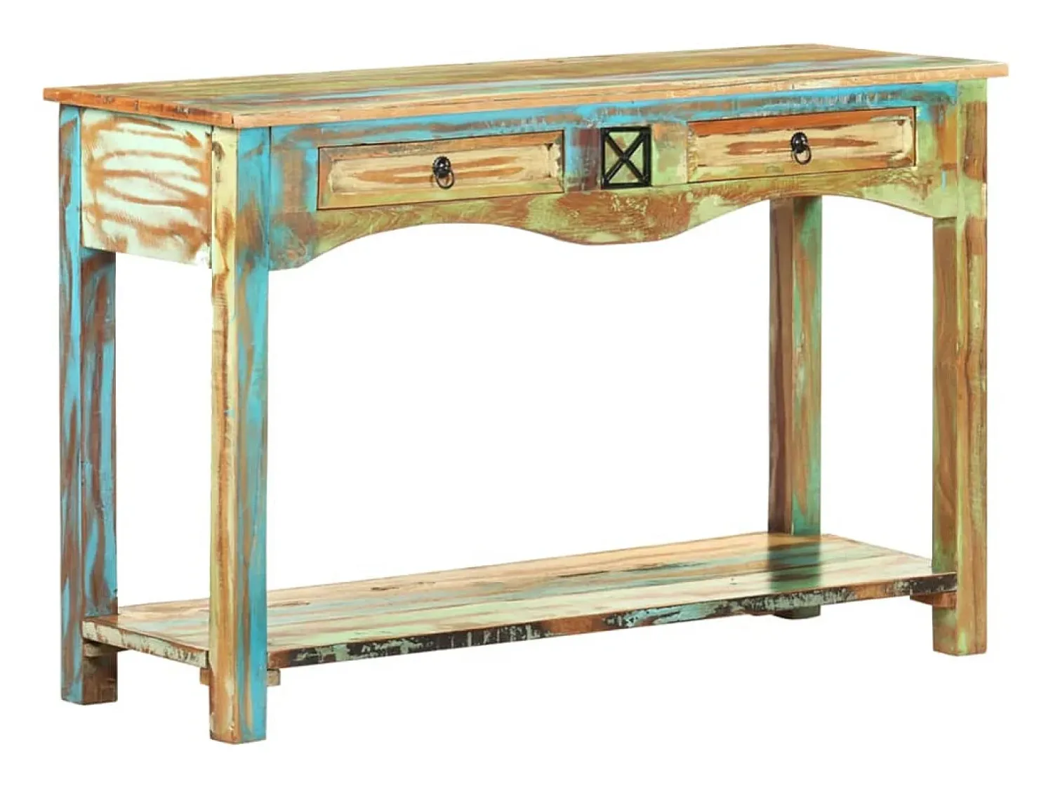 Sale vidaxl Mesa consola 120x40x75 cm madeira recuperada maciça Multicor
