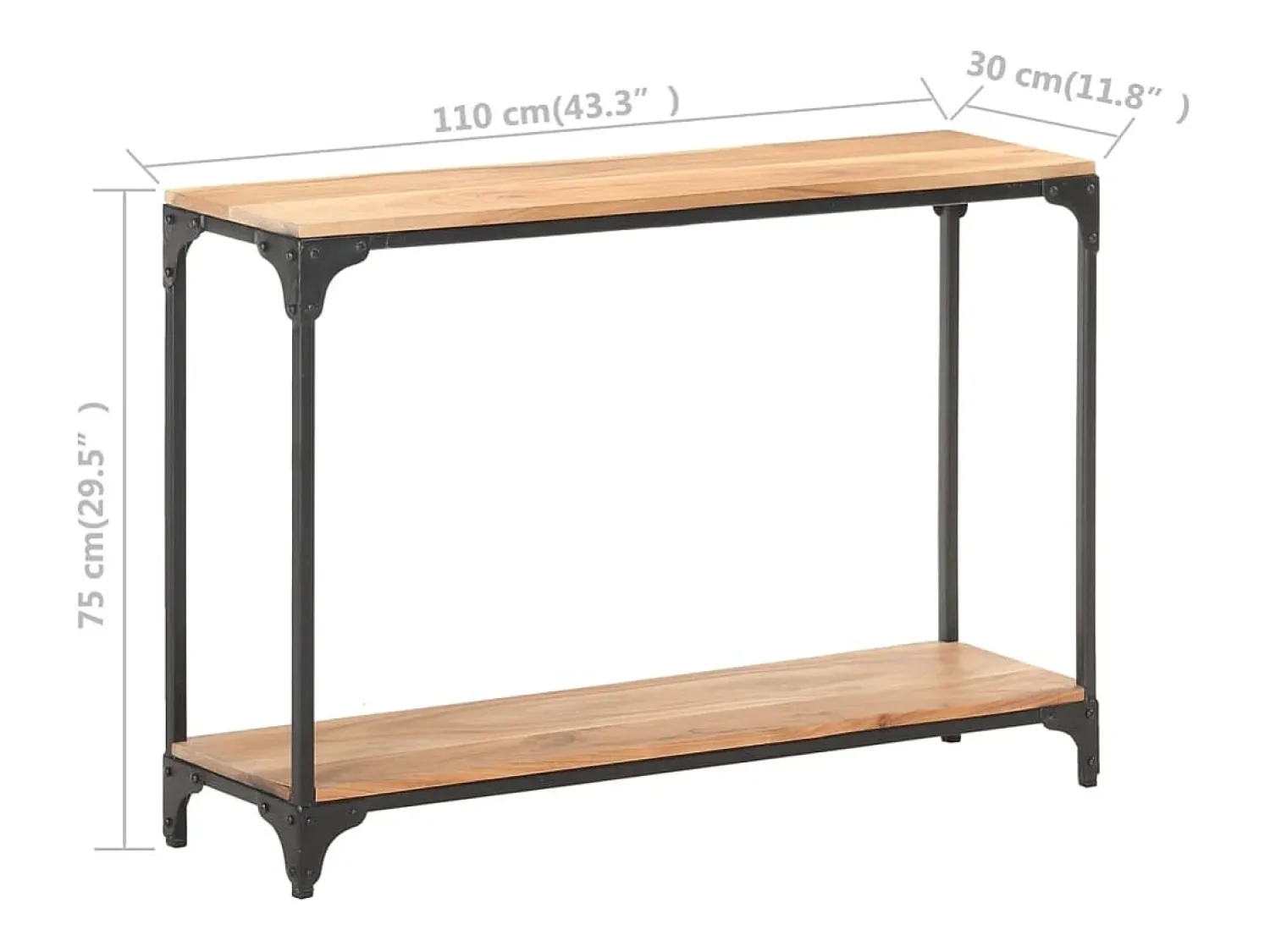 Consola|vidaxl Mesa consola 110x30x75 cm madeira de acácia maciça Natural claro