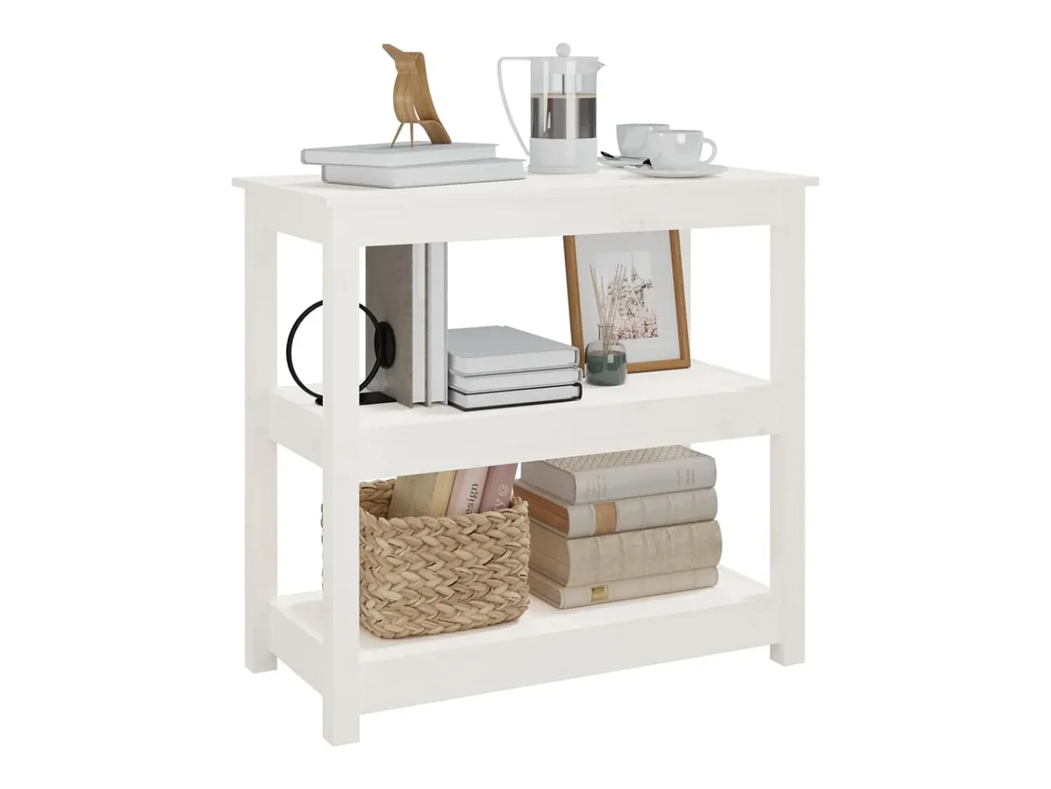 Consola|vidaxl Mesa consola 80x40x74 cm madeira de pinho maciça Branco