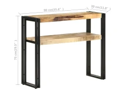 Consola* Mesa consola 90x30x75 cm madeira de mangueira áspera PT841034 Castanho