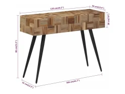Consola*vidaxl Mesa consola 110x34x80 cm madeira de teca recuperada maciça Cinzento