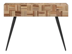 Consola*vidaxl Mesa consola 110x34x80 cm madeira de teca recuperada maciça Cinzento