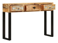 Consola|vidaxl Mesa consola 110x30x76 cm madeira de mangueira maciça Natural claro