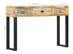 Consola|vidaxl Mesa consola 110x30x76 cm madeira de mangueira maciça Natural claro