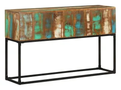 Best vidaxl Mesa consola 120x30x75 cm madeira recuperada maciça Natural claro