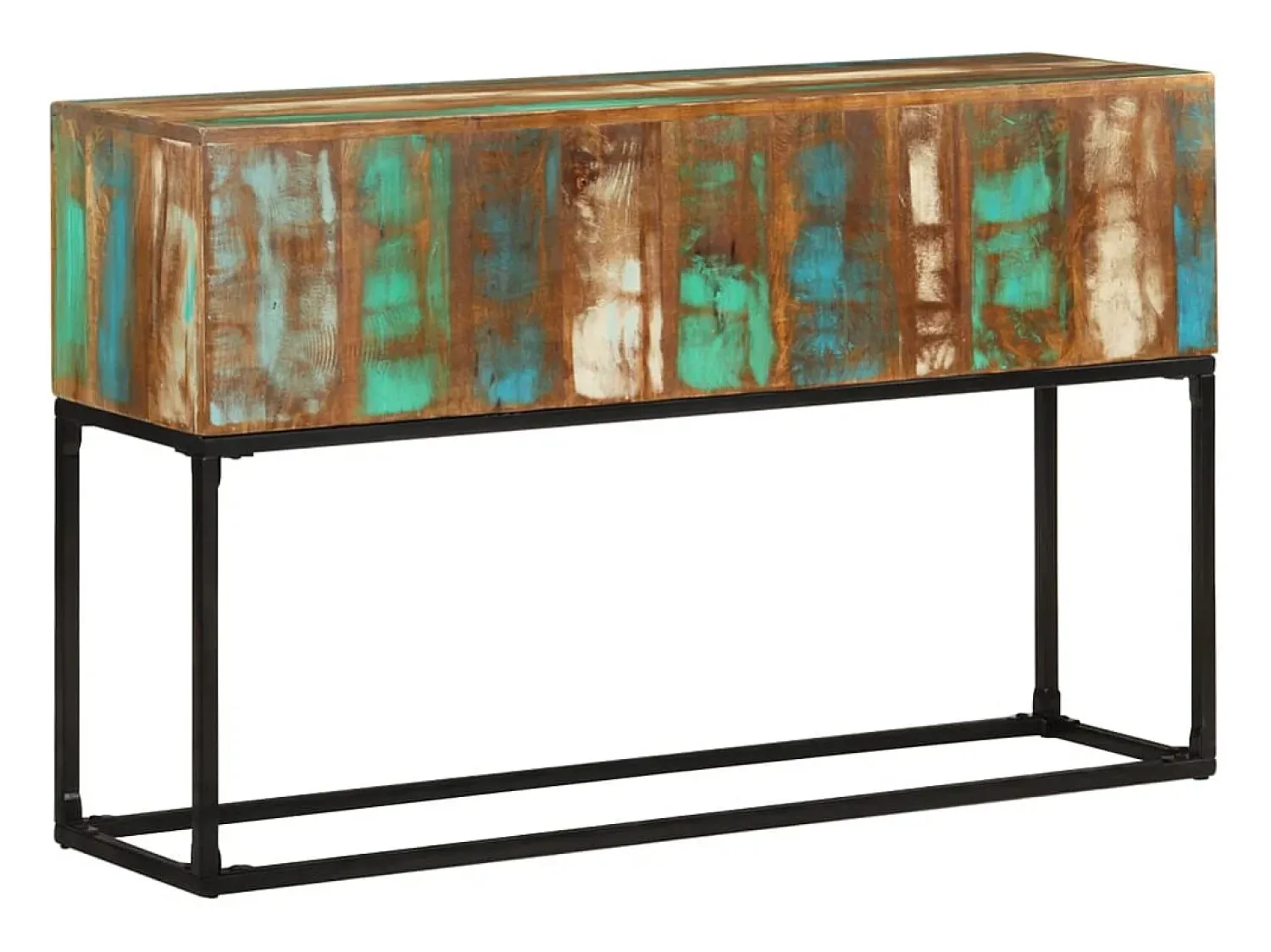 Best vidaxl Mesa consola 120x30x75 cm madeira recuperada maciça Natural claro