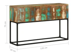 Best vidaxl Mesa consola 120x30x75 cm madeira recuperada maciça Natural claro