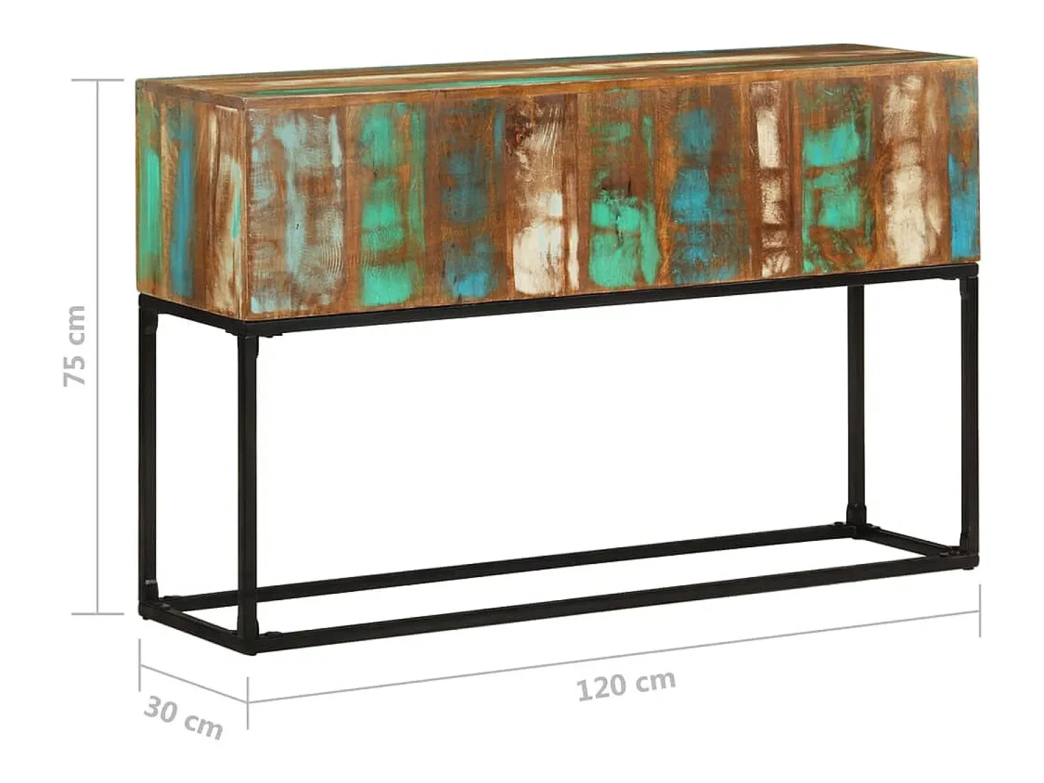 Best vidaxl Mesa consola 120x30x75 cm madeira recuperada maciça Natural claro