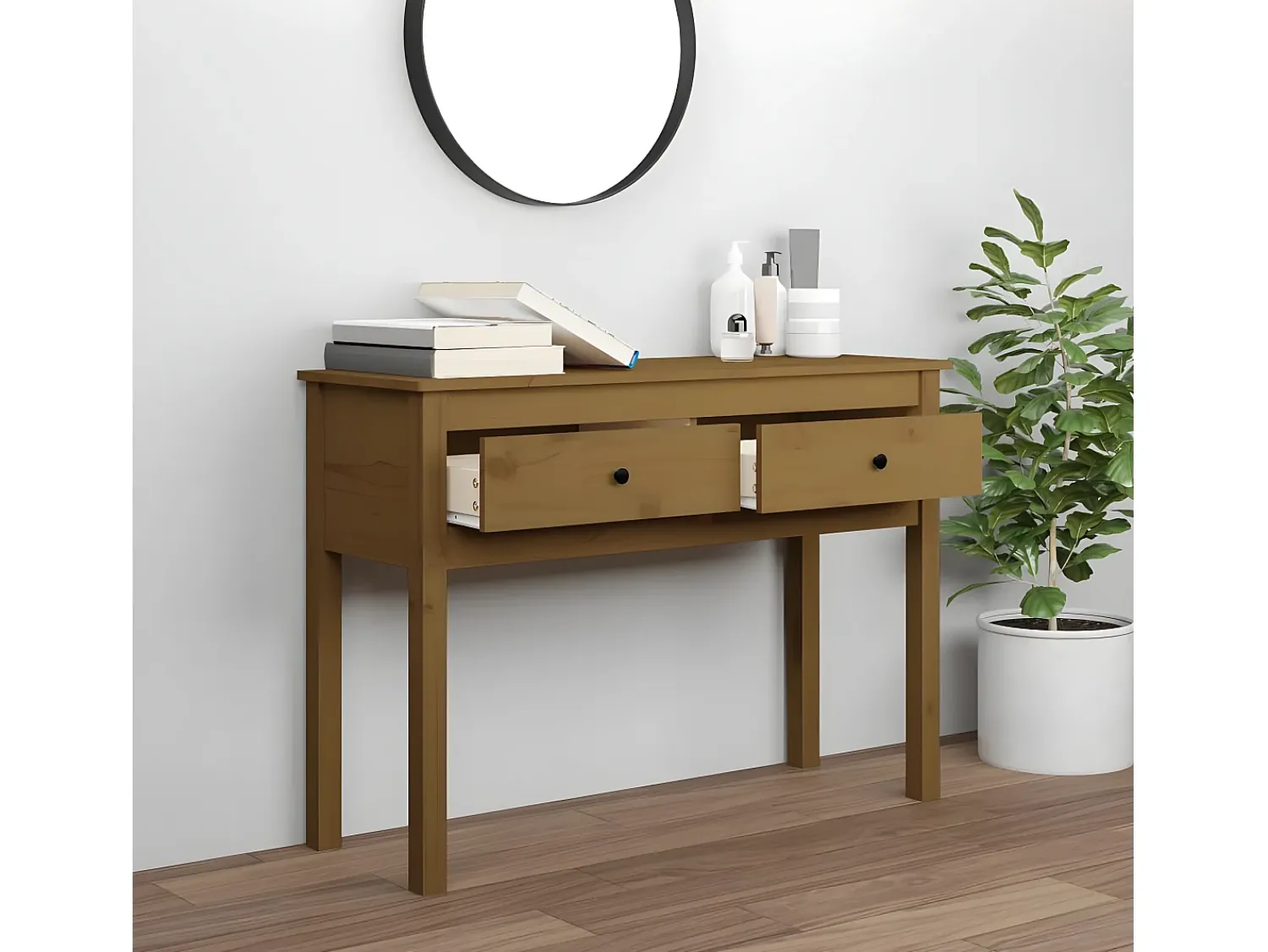 Best Mesa consola 100x35x75 cm madeira de pinho maciça mel PT438865 Castanho