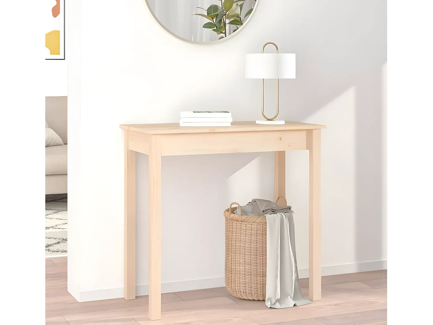 Outlet Mesa consola 80x40x75 cm madeira de pinho maciça PT346970 Castanho