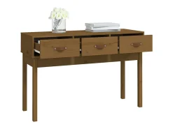 Consola*vidaxl Mesa consola 114x40x75 cm madeira de pinho maciça castanho mel Natural claro