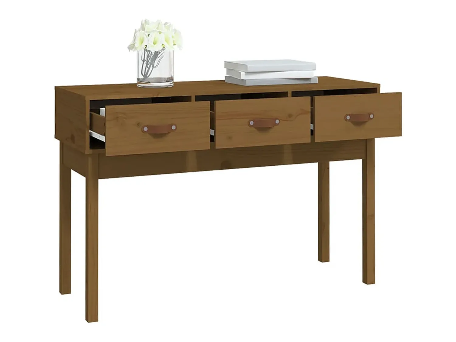 Consola*vidaxl Mesa consola 114x40x75 cm madeira de pinho maciça castanho mel Natural claro