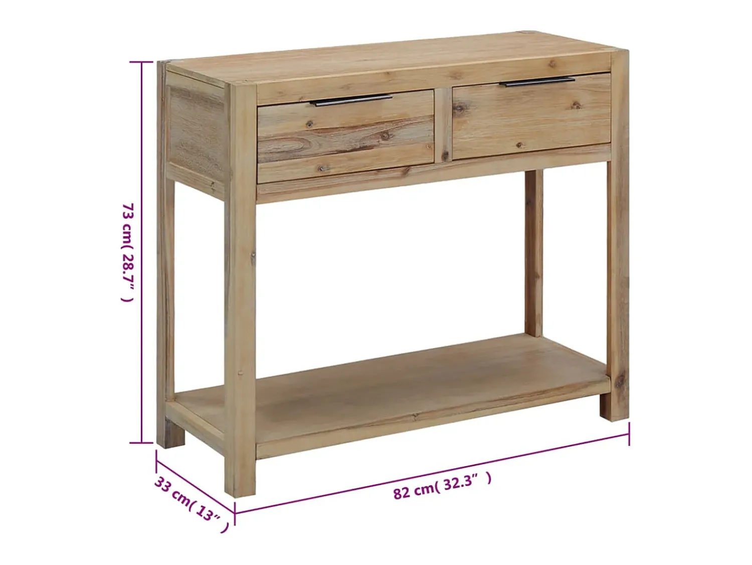 Consola*vidaxl Mesa consola 82x33x73 cm madeira de acácia maciça Natural claro
