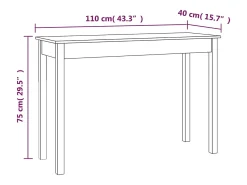 Consola*vidaxl Mesa consola 110x40x75 cm madeira de pinho maciça Branco