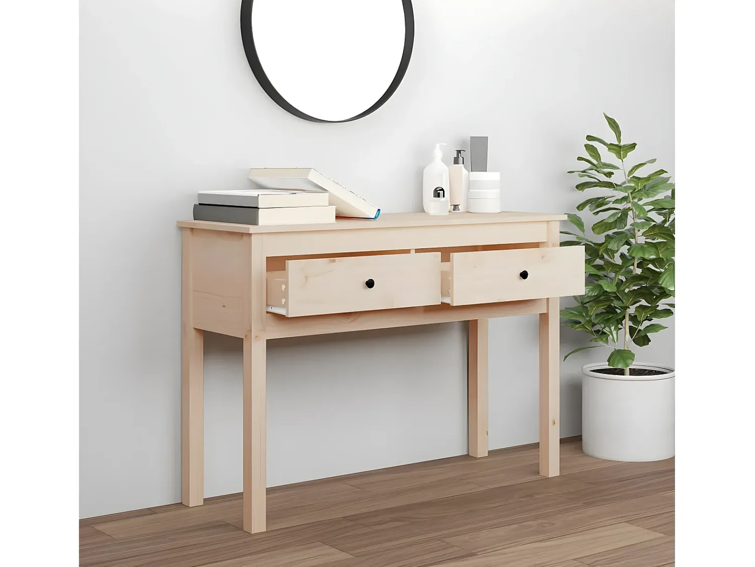 Discount Mesa consola 100x35x75 cm madeira de pinho maciço PT749312 Castanho