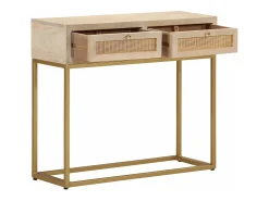 Consola| Mesa consola 90x30x76 cm madeira de mangueira maciça e ferro PT363303 Castanho