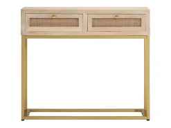 Consola| Mesa consola 90x30x76 cm madeira de mangueira maciça e ferro PT363303 Castanho