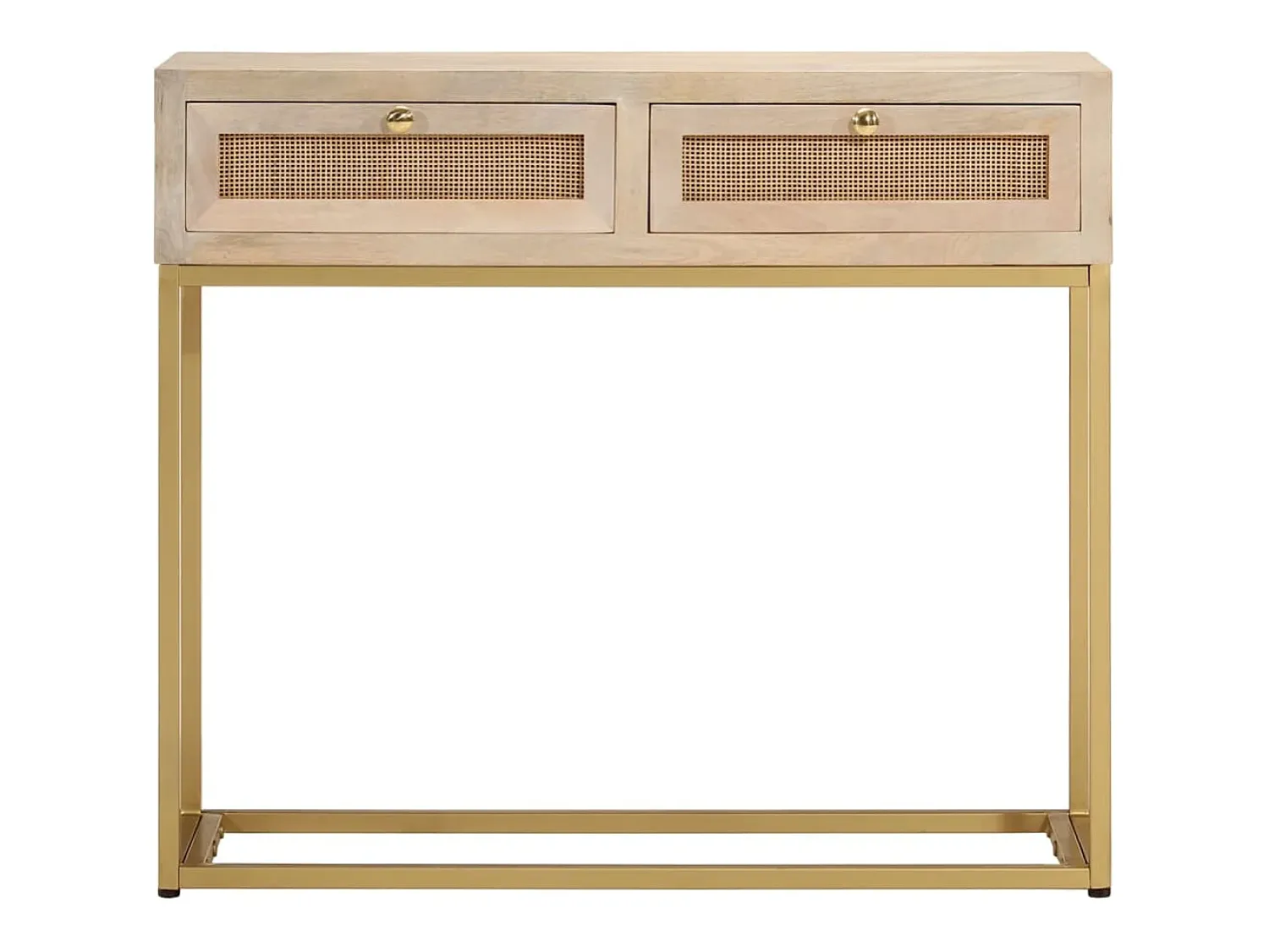 Consola| Mesa consola 90x30x76 cm madeira de mangueira maciça e ferro PT363303 Castanho