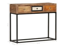 Hot vidaxl Mesa consola 90x30x75 cm madeira recuperada maciça dourado Natural claro