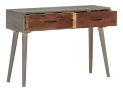 Consola* Mesa consola 110x35x75 cm mangueira maciça áspera PT271827 Cinzento