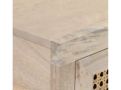 Consola* Mesa consola 100x35x76 cm mangueira maciça e palha natural PT754310 Branco