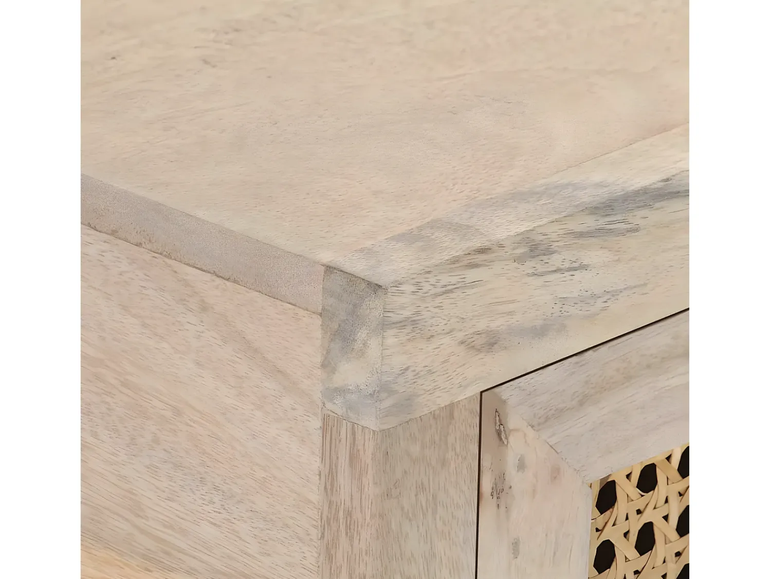 Consola* Mesa consola 100x35x76 cm mangueira maciça e palha natural PT754310 Branco
