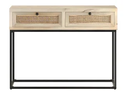 Consola* Mesa consola 100x35x76 cm mangueira maciça e palha natural PT754310 Branco