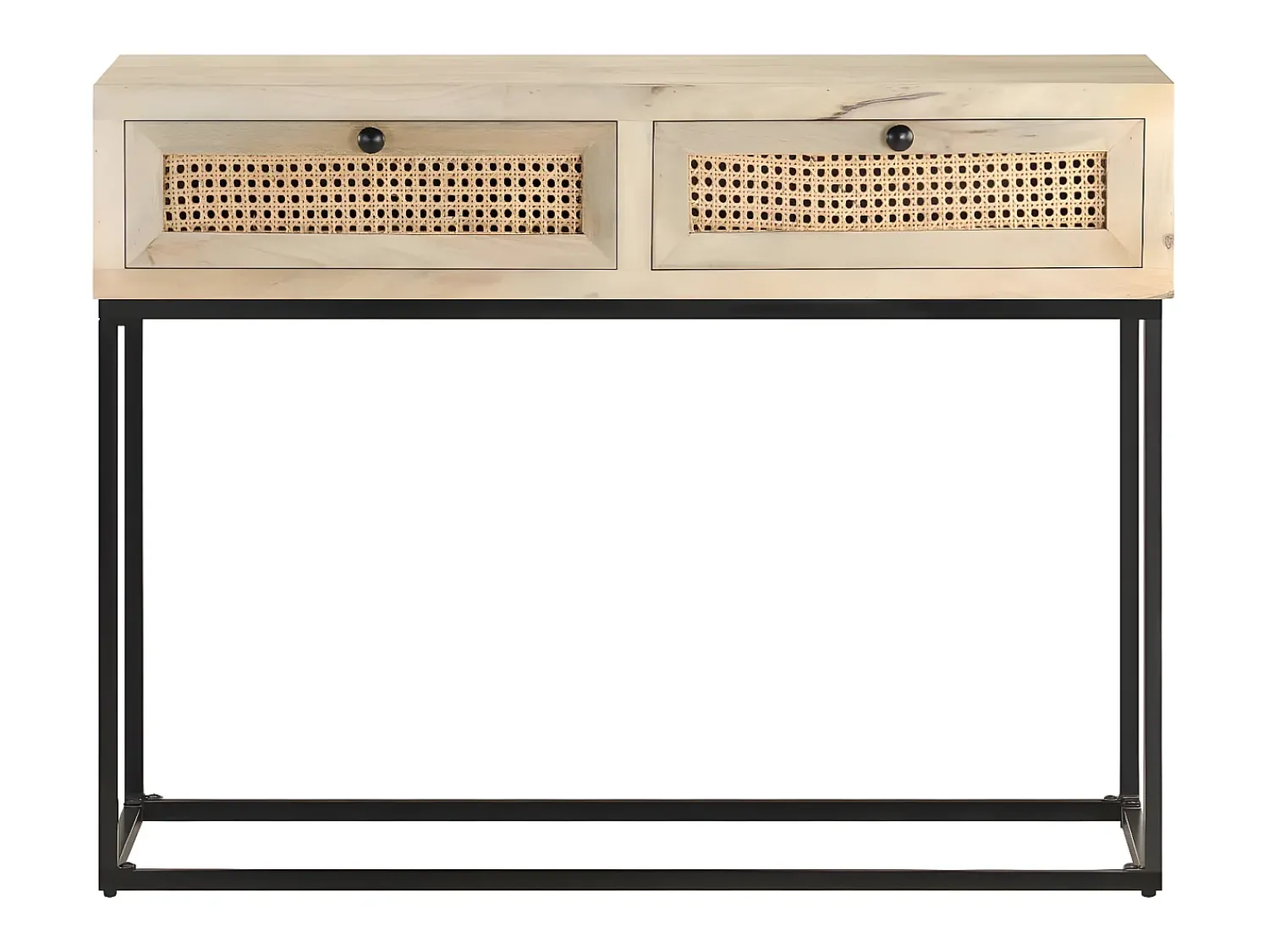 Consola* Mesa consola 100x35x76 cm mangueira maciça e palha natural PT754310 Branco