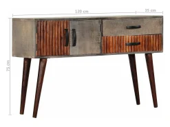 vidaxl Mesa consola 120x35x75 cm mangueira áspera maciça^ Consola