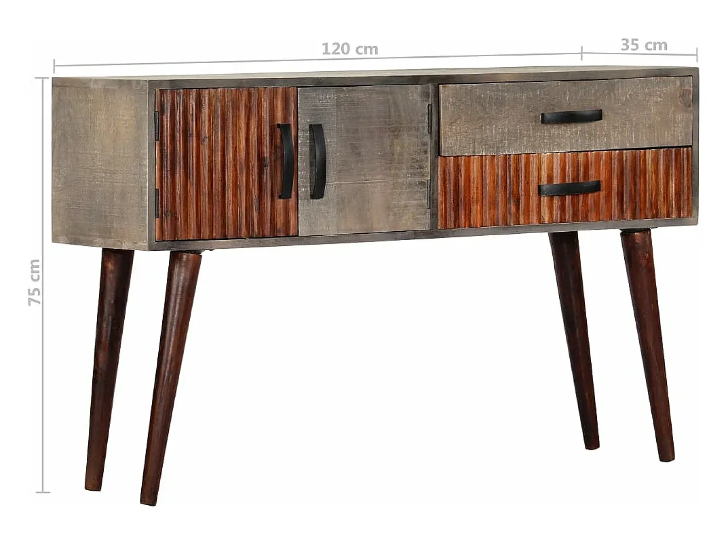 vidaxl Mesa consola 120x35x75 cm mangueira áspera maciça^ Consola