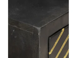 Mesa consola 90x30x75 cm mangueira maciça e dourado PT262243 Preto