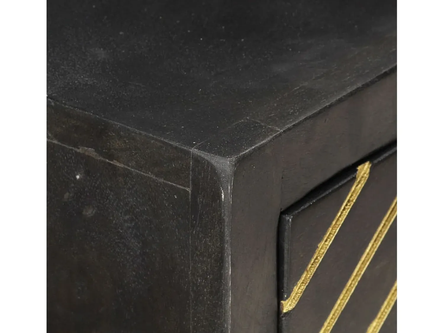 Mesa consola 90x30x75 cm mangueira maciça e dourado PT262243 Preto