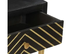 Mesa consola 90x30x75 cm mangueira maciça e dourado PT262243 Preto