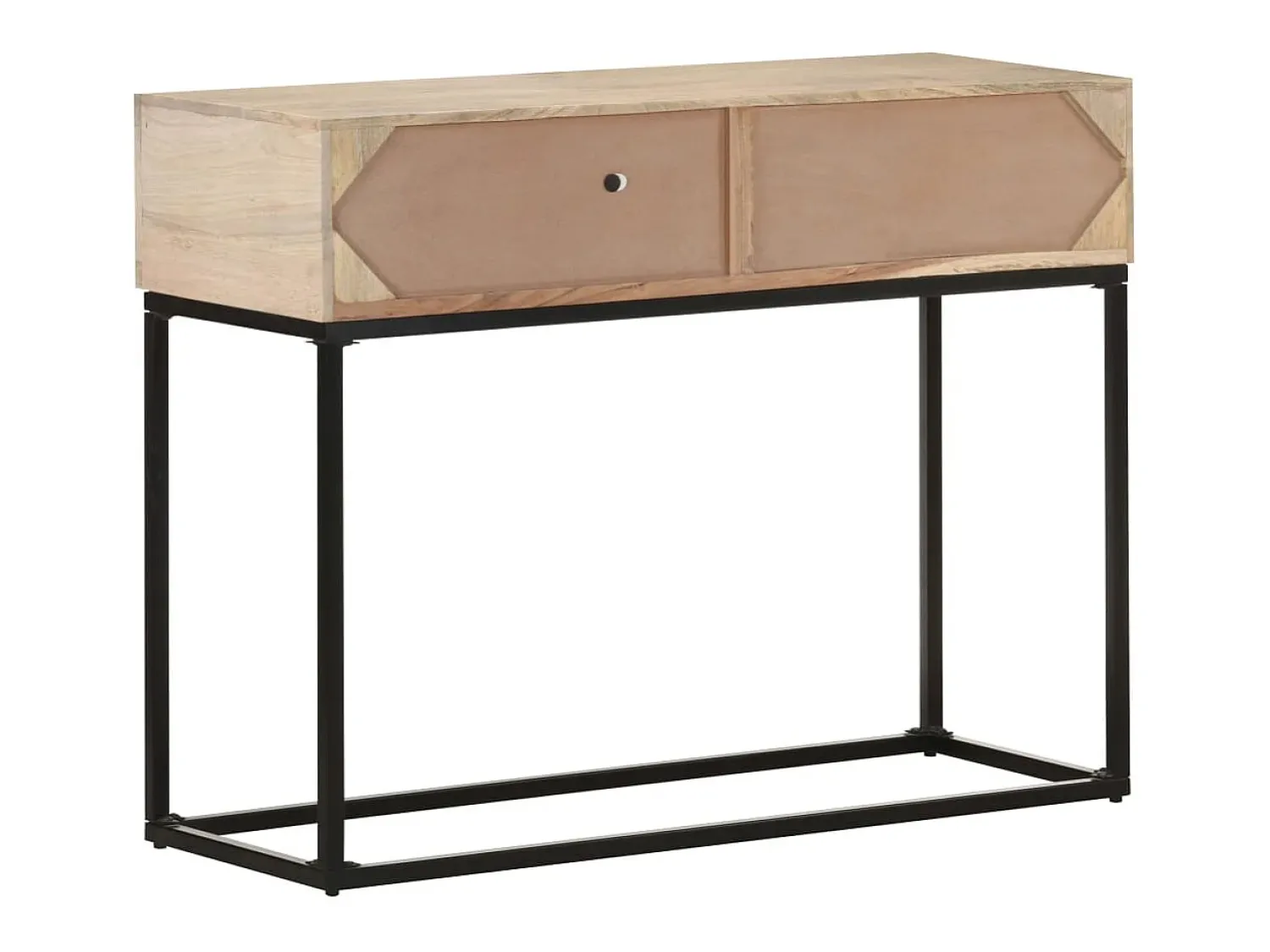 Consola*vidaxl Mesa consola 100x35x76 cm mangueira maciça e palha natural Branco