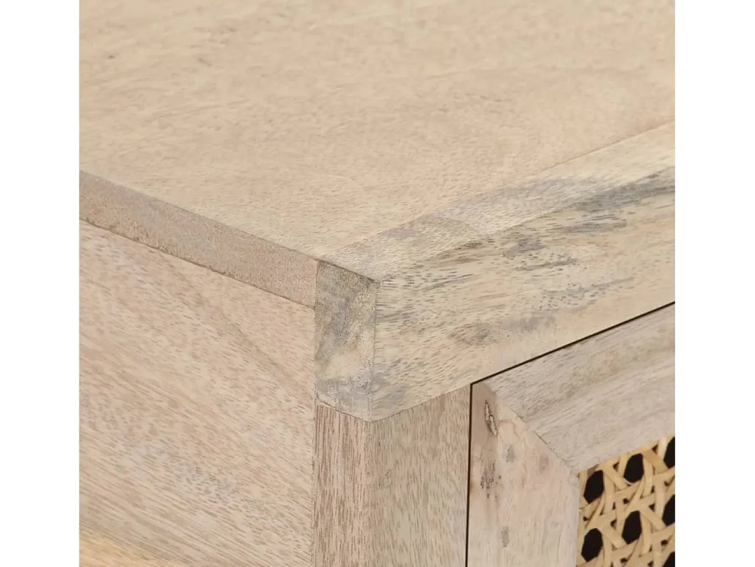 Consola*vidaxl Mesa consola 100x35x76 cm mangueira maciça e palha natural Branco