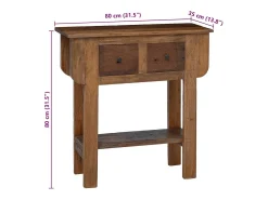 Consola|vidaxl Mesa consola 80x35x80 cm mistura de madeiras recicladas Natural claro