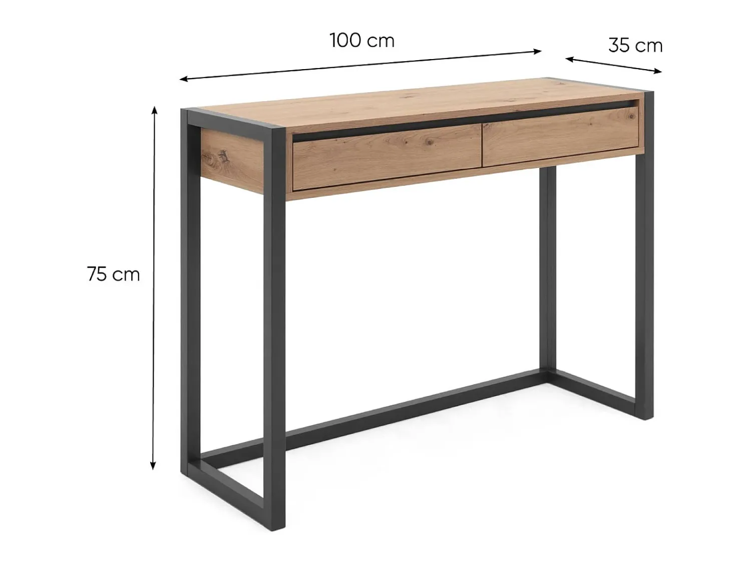 Outlet Mesa consola 100x75x35 cm natural antracite Cinza antracite / Castanho