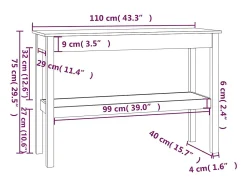Consola*vidaxl Mesa consola 110x40x75 cm pinho maciço Branco