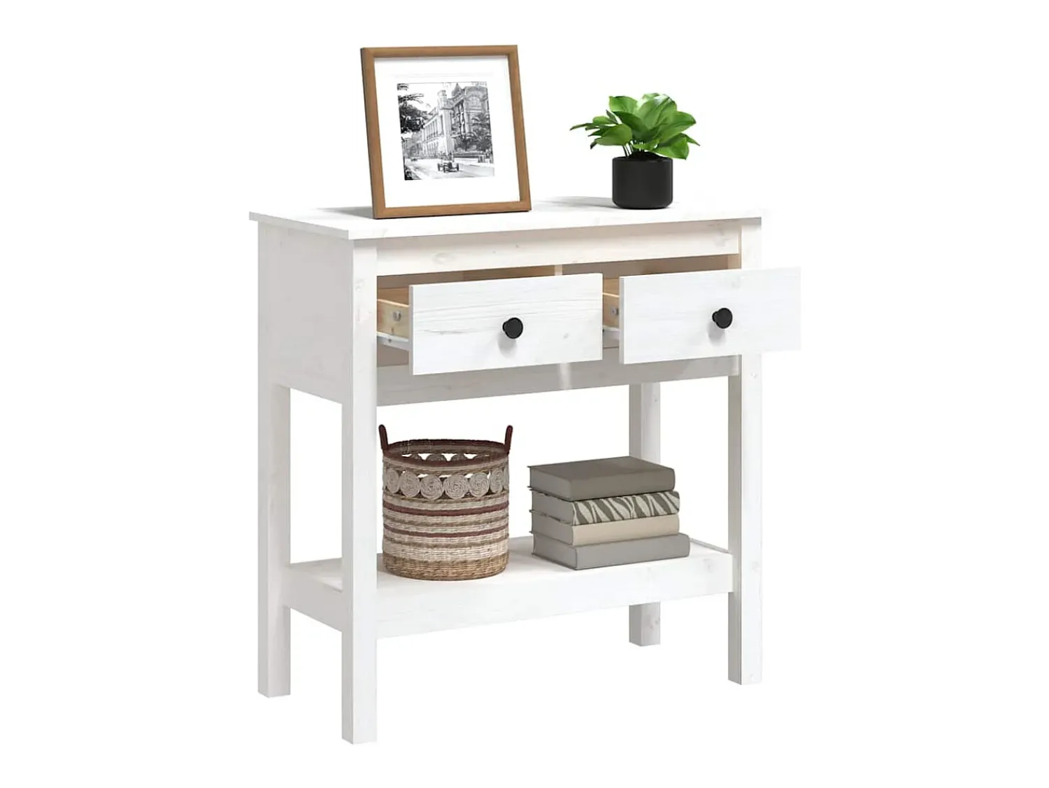 Clearance vidaxl Mesa consola 75x35x75 cm pinho maciço Branco