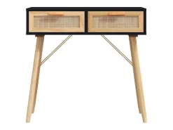 vidaxl Mesa consola 80x30x75 cm pinho maciço e vime natural^ Consola